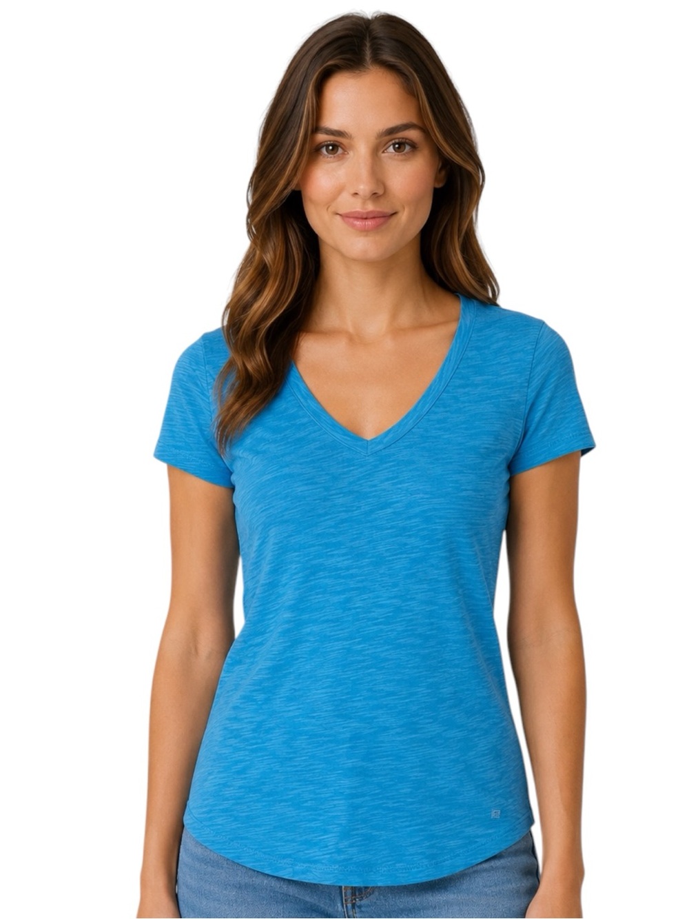Tommy Hilfiger Blue V-Neck Slub Tee Size Medium